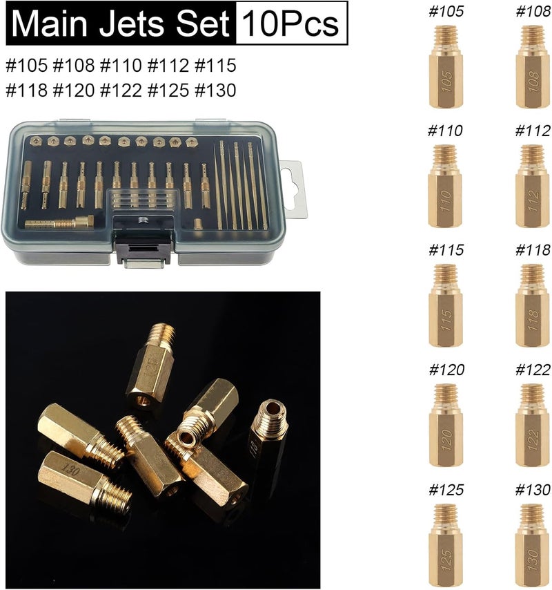 Windance 30pcs Carburetor Main Slow Jet Injection Nozzle Emulsion Tube Nozzle Holder Kit Fit for CVK PWK PWM/PE 26/28, Brass Nozzles Modified Kit (30 Hole) - Image 5